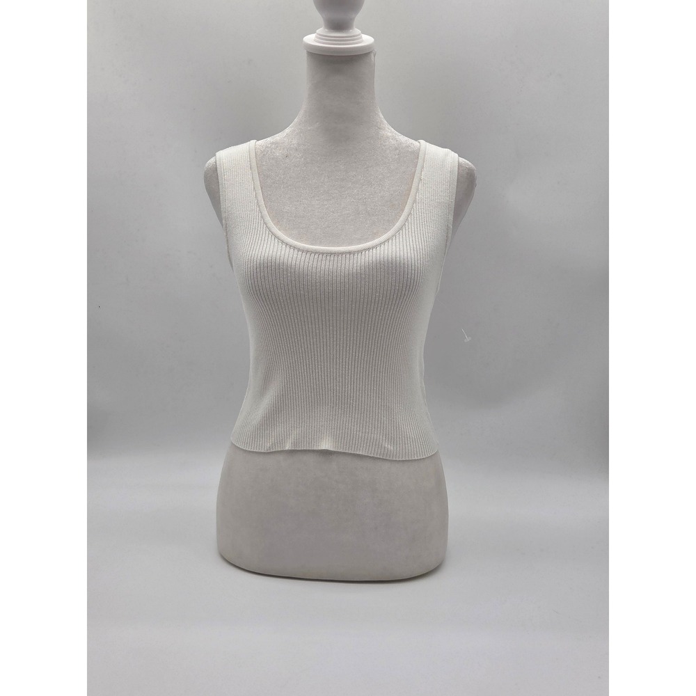 Olivaceous Women's White Ribbed Knit Tank Top Size L NWT 101-464